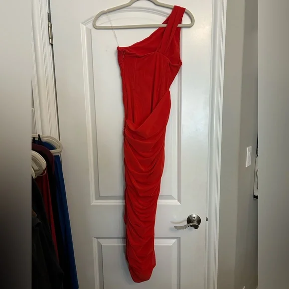 House of CB Valentina Scarlet Asymmetrical Cutout Mini Dress - Picture 5 of 7